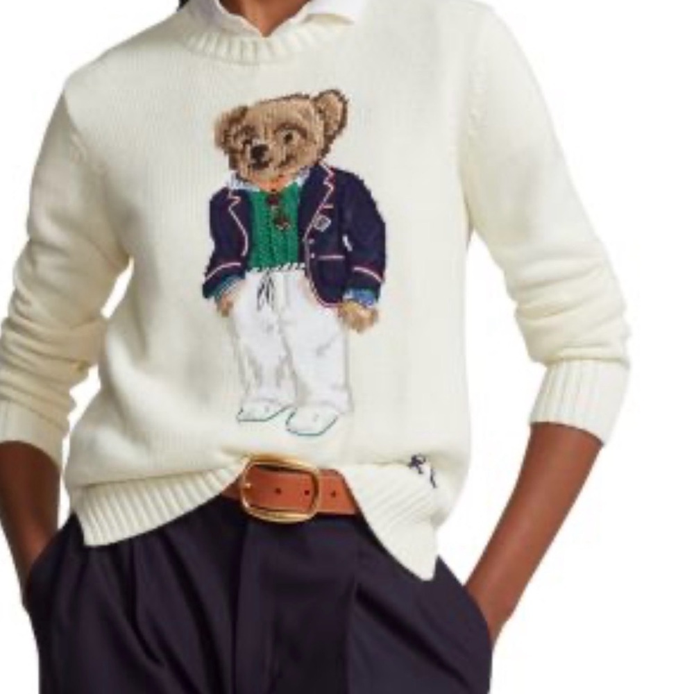 Polo Ralph Lauren Cream Sweater with Bear Design